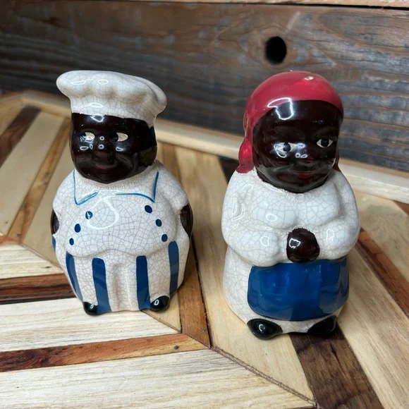Vintage Aunt Jemima and Uncle Moses Salt Pepper Shakers Black Americana Chef - Picture 2 of 16